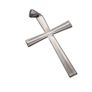 Modern Simple Silver Tone Cross Pendant Necklace Milor Italy Faith Christian